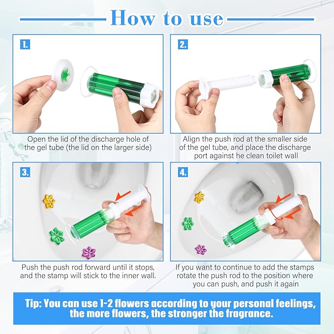 30 Pcs Toilet Gels 420 Count 9 Kinds Flower Stamp Bowl Gel Scent Toilet Stain Removal Cleaner Air Freshener Flower Stamps Pack for Bathtubs Bathroom