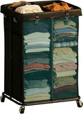Laundry Hamper with Wheels, Rolling Laundry Basket with Metal Frame and Removable Bag, Double Laundry Hamper 2 Section, Large & Tall Dirty Clothes Hampers for Bedroom Aesthetic, Laundry Room, Bathroom