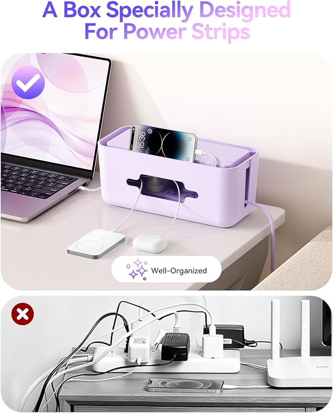 ORICO Cable Management Box, Cord Hider Box to Conceal Power Strips on Desk or Floor, Keeping Cords Tidy and Protected from Damage, Stylish Cable Organizers for Home, Office, School - PB01
