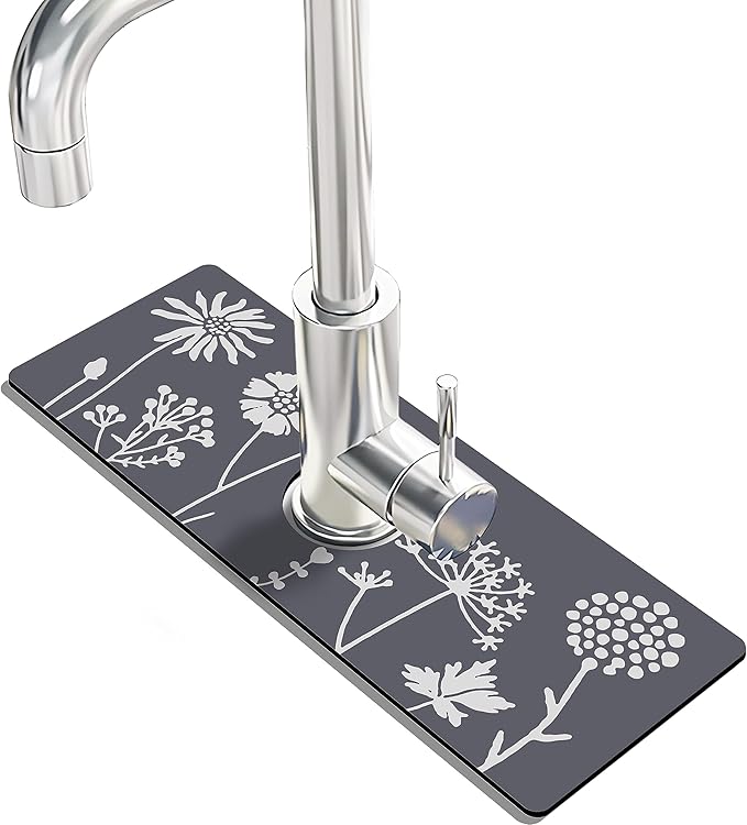 Kitchen Sink Splash Guard Faucet Mat -2 PC Super Absorbent Fast Drying Mat Sink Gadgets-Splash Guard Behind Faucet Drip Catcher for Kitchen(15" X 5.5" )