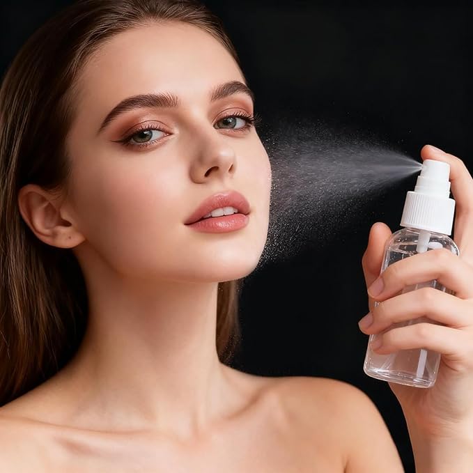 5 Pack 3.4 oz Travel Spray Bottles TSA Approved Fine Mist Travel Size Spray Bottle for Liquids Refillable Empty Clear Plastic Bottles with Labels