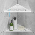 HBXS Corner Shower Shelf with Razor Hole, Rustproof Stainless Steel Shower Organizer, No Drilling Tile Shower Shelves, Modern Bathroom Shelf for Tile Wall, Grout in Shelf for Bathroom 2-Pack, 10"
