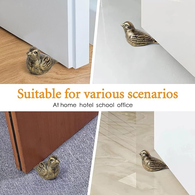 Cast Iron Bird Door Stopper,Cute Heavy Duty Door stoppers, Door Stop Wedge Avoid Drilling Holes Doorstop for Home Office Garden