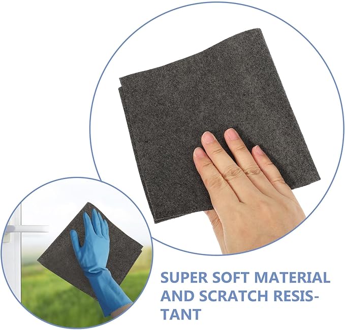 balacoo 3pcs Microfiber Glass Cleaning Cloths 30x30cm Gray Absorbent Wiping Towels for Windows Mirrors Car and Household Use