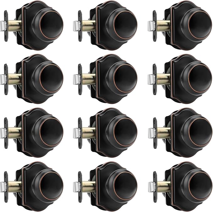 Haidms Oil Rubbed Bronze Closet Door Knobs Interior, Passage Interior Door knobs, Bronze Indoor Closet Doorknobs for Closet or Hall (12 Pack)