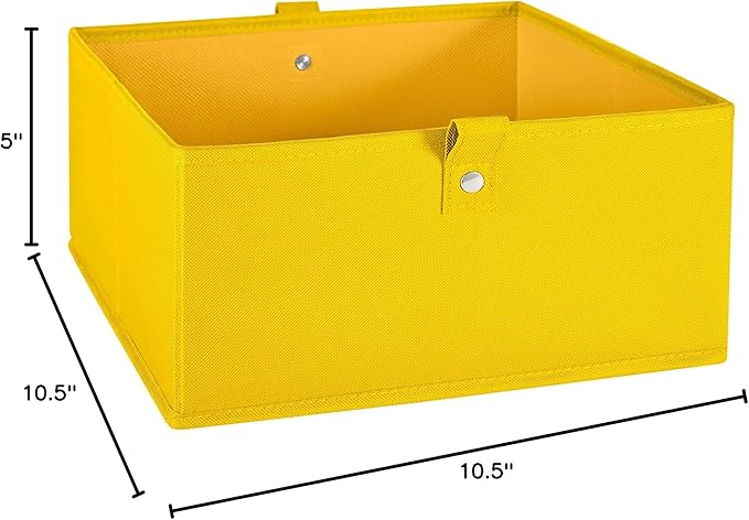RiverRidge Kids 2pc Folding Storage Bins Set - 10.5” Bin Organizer with Handles - Yellow Closet Organizers & Storage for Toys, Games, Shoes - Foldable Cube Storage Organizer Bins for Playroom, Nursery