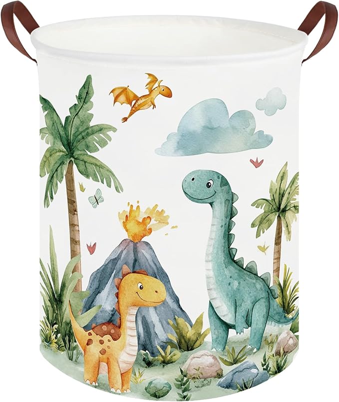Dinosaurs Baby Laundry Hamper,Collapsible canvas laundry basket,Dinosaur Baskets for Boys,Dragon dirty clothes basket,Baby Room decor(Roaring dinosaur)
