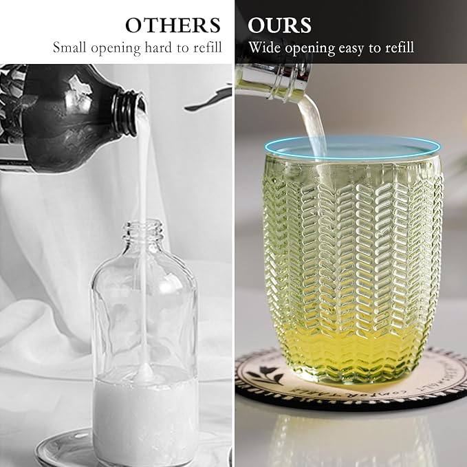 Foaming Hand Soap & Lotion Dispenser, Refillable Glass with Large Gold Pump(Barrel Pattern-Green)