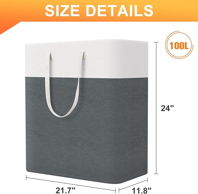 laundry basket 3-Pack, laundry hamper, Hamper with handles, collapsible laundry baskets, Waterproof dirty clothes hamper, Towel Storage for Home or Dorm, 100L-Grey