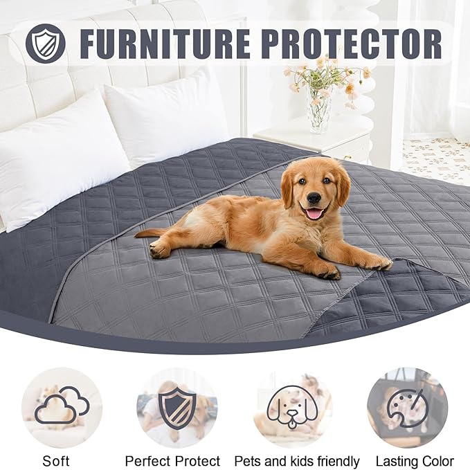 Smiry Waterproof Dog Bed Cover Blanket 30x53, Soft Reversible Pet Blanket, Washable Leakproof Cats Dogs Couch Cover for Sofa, Couch, Furniture, Lattice, Grey/Dark Grey