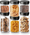 Danbark Set of 6 Mixed Sizes Airtight Glass Storage Canisters with Lids - Pantry Organizers and Storage Glass for Kitchen - for Pantry, Flour, Sugar, Coffee, Tea, Pasta, Rice, and Snacks - Black