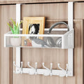 HapiRm Over The Door Hanger - Over The Door Hooks with Mesh Basket and 16 Hooks, 304 Stainless Steel Storage Organizer for Bathroom, Bedroom, Kitchen-White