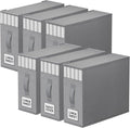 6 Pack Bed Sheet Closet Organizers and Storage,Sturdy Foldable Storage Containers with Window and Label,Storage and Organization for Bedding Sheets,Duvet Covers,Blankets (Grey)