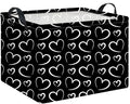Rectangular Black Basket,Gift Basket Empty,Heart Print Toy Bin with Handles,Kids Toys/Books Box,Room Decor(Black Love)