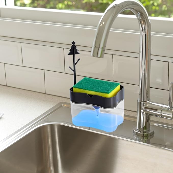 New 2026 Version Premium Quality Dish Soap Dispenser - Countertop Kitchen Soap Dispenser, Sink Dish Washing Soap Dispenser 13 Ounces (Sponge Included)