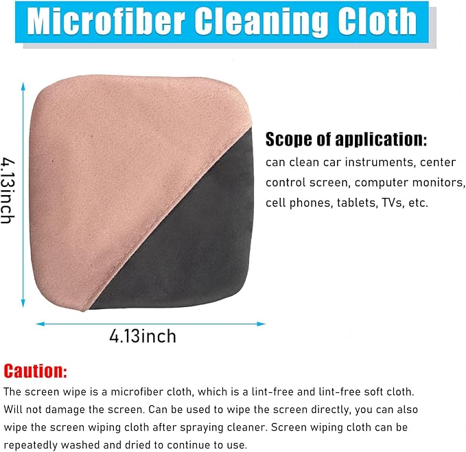 Car Screen Cleaner, Microfiber Auto Screen Cleaning Pad, Foldable Touch Screen Cleaner Cloth for Vehicle Dashboard LCD Display, Interior Car Accessories