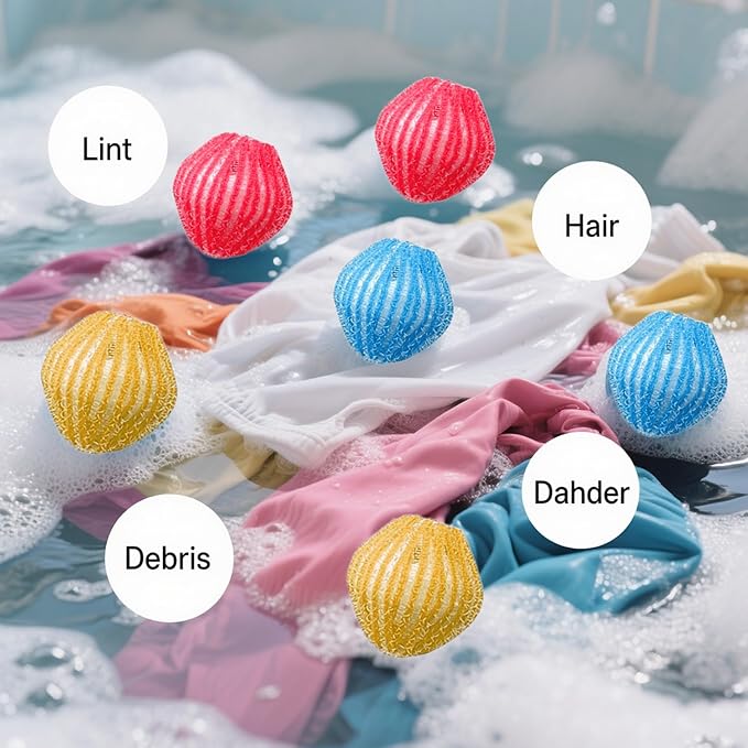 18Pcs Pet Hair Remover for Laundry, Washing Machine Hair Catcher, Effectively Removes Pet Hair, Lint and Dander from Bedding and Clothing, Reusable Dog & Cat Hair Remover Tool, Easy to Use & Clean