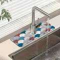 Wall Tiles Texture Sink Splash Guard Ceramic Decor Faucet Absorbing Mat Fast Drying Mat Sink Gadgets Splash Guard Behind Faucet Drip Catcher for Kitchen Bathroom, 15.5"x5.5"