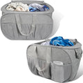 2 Pack Collapsible Laundry Baskets with Lid, Foldable Laundry Basket with Pockets, Pop Up Hamper with Dual Handles, 99L Sturdy Hampers for Clothes, Groceries, Supplies, Tools, Grey