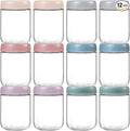 NETANY 12-pack 16oz Glass jars with Airtight Lids, Overnight Oats Containers with Lids, Wide mouth Mason Salad jars, Glass Food Storage Containers for Snacks Yogurt Spice Sugar