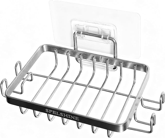 Soap Dish for Showr - 304 Stainless Steel Bathtub Tray Suction Cup Square Shower Soap Holder - A Must-Have for Comfortable Apartment, Home and Dormitory Bath Laundry Kitchens
