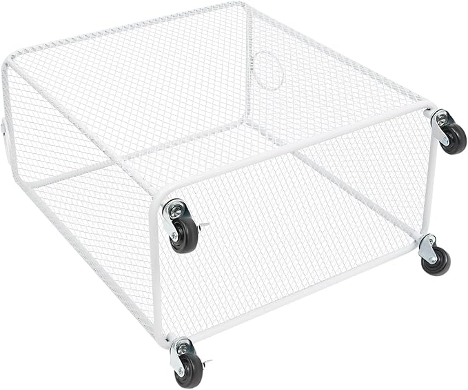 White Metal Laundry Basket with Wheels, Rolling Laundry Hamper Cart Mesh Laundry Storage Cart Organizer Clothes Sorter Shelf Basket Durable for Laundry Room