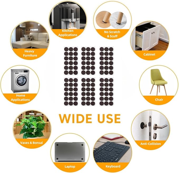 Furnigear Non Slip Furniture Pads - Self Adhesive Rubber Anti Skid Pads Grippers Rubber Chair Feet Furniture Pads for Hardwood Floors -Protectors for Furniture Table Legs Anti Slip 108 Pcs 1" Round