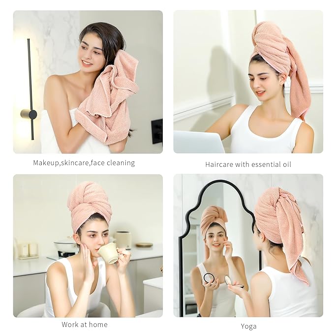 Microfiber Hair Towel Quick Dry Hair Towel Hair Drying Towels Suitable for All Kinds of Hair Ultra Absorbent Long and Thick Hair 24X48inch Grey (1pcs)