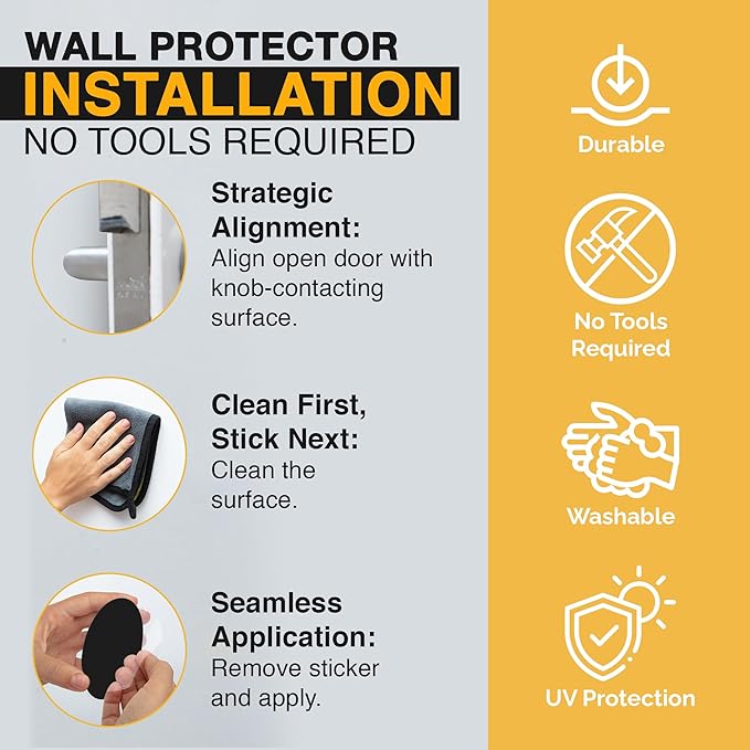 Ducki Wall Protectors - 4 Black Pearl- Self Adhesive, Reusable Solution for Stopping Wall Damage & Noise from Doors,Refrigerator & More in Your Home or Office -Durable, Shock Absorbent & Discreet