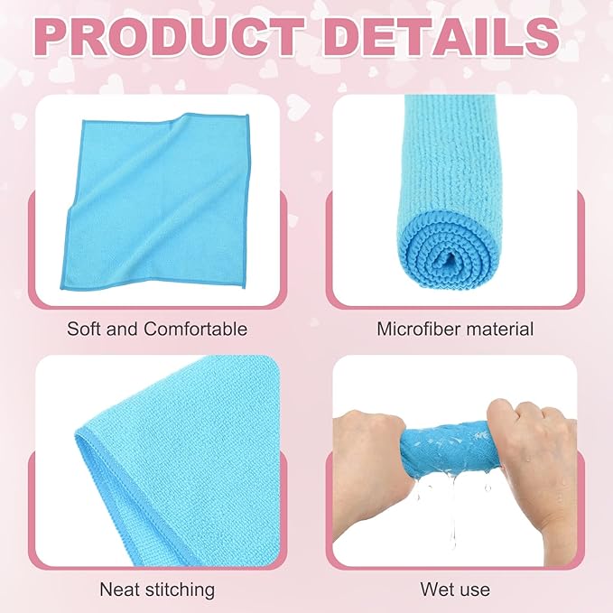 uxcell 5 Pcs Microfiber Cleaning Cloth, Kitchen Towels Reusable Microfiber Towels Highly Absorbent for Household Cleaning Supplies, Kitchen, Bathroom, Sky Blue(Square), 11.8" X11.8