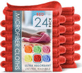Hearth & Harbor Microfiber Cleaning Cloth, Towels for Cars 24 Pack Washcloths, Red Rags, Reusable Towel, Cloth Rags Cleaning, Lint Free 12x12inch