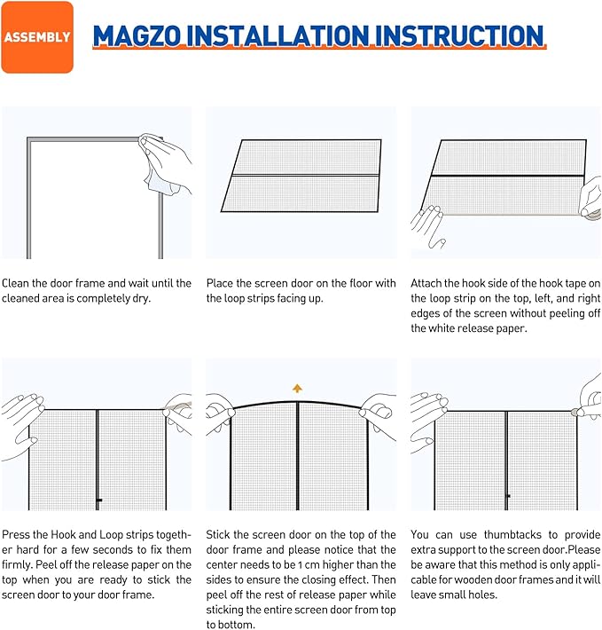 MAGZO Customized Magnetic Screen Door, Sturdy Magnets Double Mesh Door Screen Curtain with Full Frame Hook & Loop for Sliding Entrance