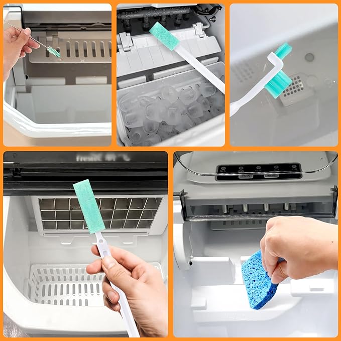 Ice Machine Cleaner Brush Sets,10 Pcs Ice Maker Cleaner Tools with Crevice Cleaning Brush and Scrub Sponge, Small Cleaning Brush Tight Spaces