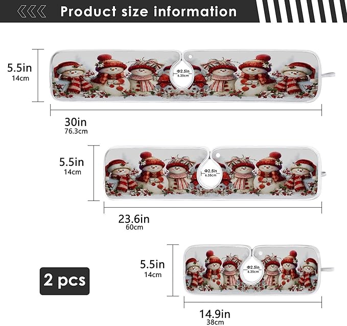2 Pack Faucet Splash Catcher Snowmen Sink Mat for Faucet Absorbent Kitchen Splash Guard Drip Catcher for Farmhouse Barthroom Bar, L