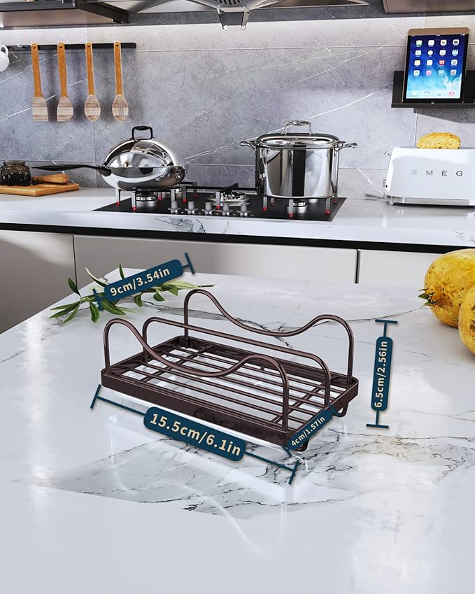 Consumest Kitchen Sink Organizer - Movable Sink Caddy for Countertop Organizer, 304 Stainless Steel Sponge Holder with Detachable Drip Tray for Kitchen Accessories,Bronze