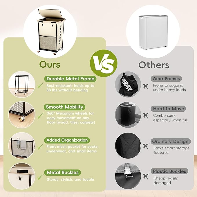 150L Laundry Basket with Wheels, Rolling Laundry Hamper with Cloth Cover, Laundry Cart with Metal Frame & Removable Bag, Large Dirty Clothes Hampers for Bedroom Aesthetic Laundry Room Bathroom, White