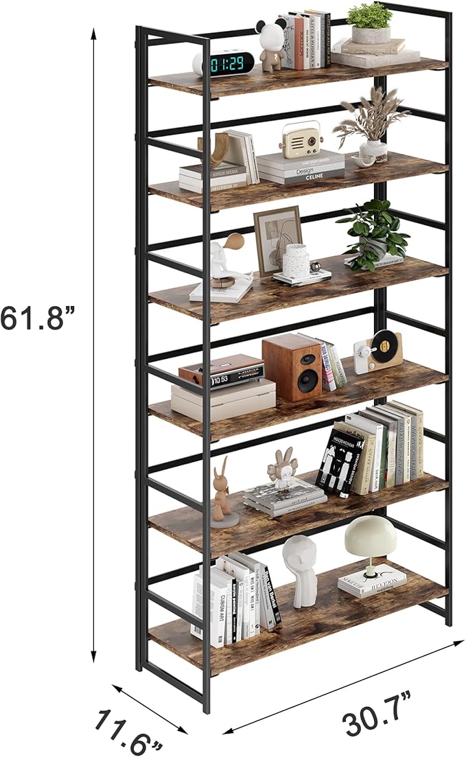 BHG Vintage Multifunctional Folding Bookshelf, No-Assembly Plant Stand Storage Rack Shelves for Home Office