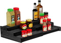 Spice Rack, 3-Tier Expandable Bamboo Spice Rack Organizer for Cabinet - Kitchen, Pantry and Cupboard Storage Organizer-Black