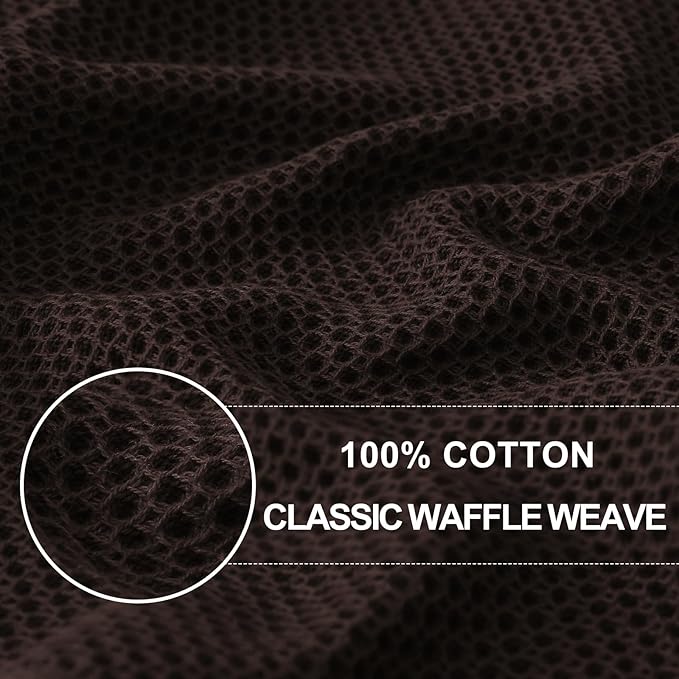 Homaxy 100% Cotton Waffle Weave Kitchen Dish Towels, Ultra Soft Absorbent Quick Drying Cleaning Towel, 13 x 28 Inches, 4-Pack, Dark Brown