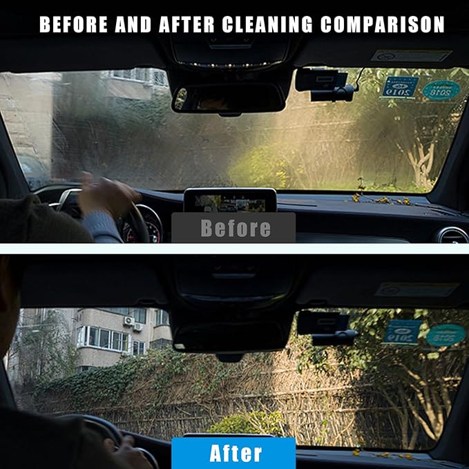 Ziciner Car Windshield Cleaner, Microfiber Auto Cleaning Wiper with Aluminum Extendable Handle and 2 Washable Reusable Cloth Pad Head, Universal Vehicle Interior Exterior Cleaner Kit (Blue-Rectangle)
