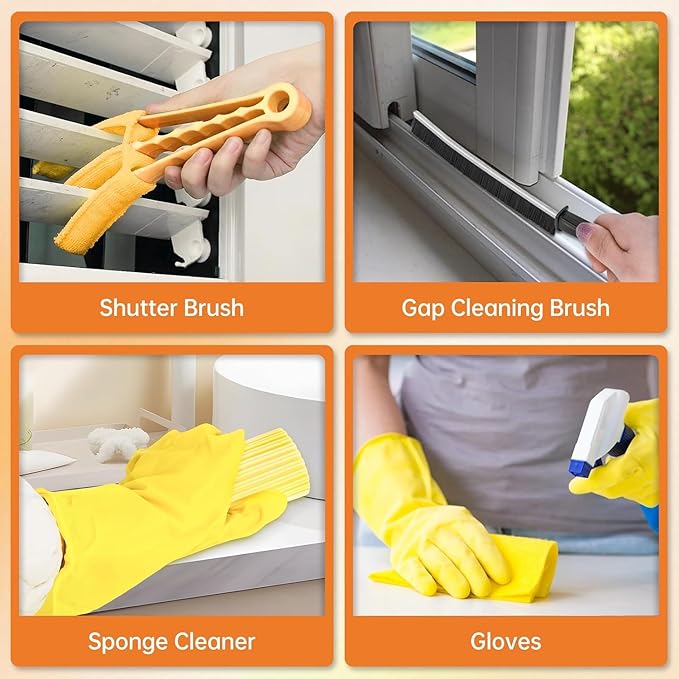 Ceiling Fan Cleaner Duster with 60 inch Extension Pole, Dusters for Cleaning High Ceiling Fan Blades, Dusters Kit with Storage Bag, Cleaning Tools for Families (14pcs)