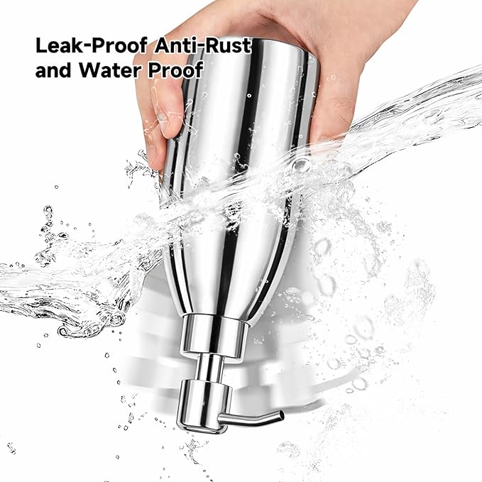 304 Stainless Steel Soap Dispenser 16oz Rust-Proof Liquid Soap Pump Bottle for Kitchen or Bathroom Countertop Hand Dish Lotion Leak-Proof (Mirror Stainless Steel)