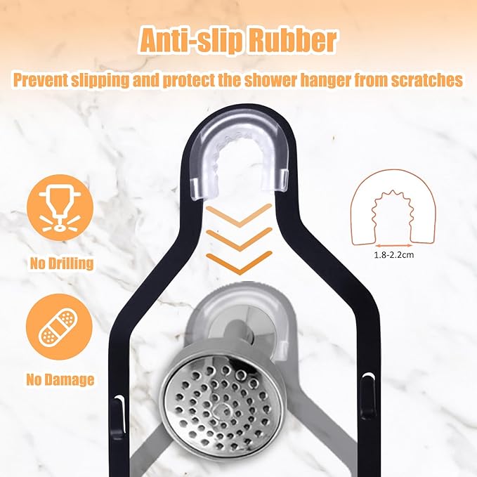 Bathroom Shower Caddy Hanging, Rustproof Waterproof Shower Organizer Shelf, No Drilling Storage Rack with 6 Hooks for Towels Sponge Shampoo Soap, Black
