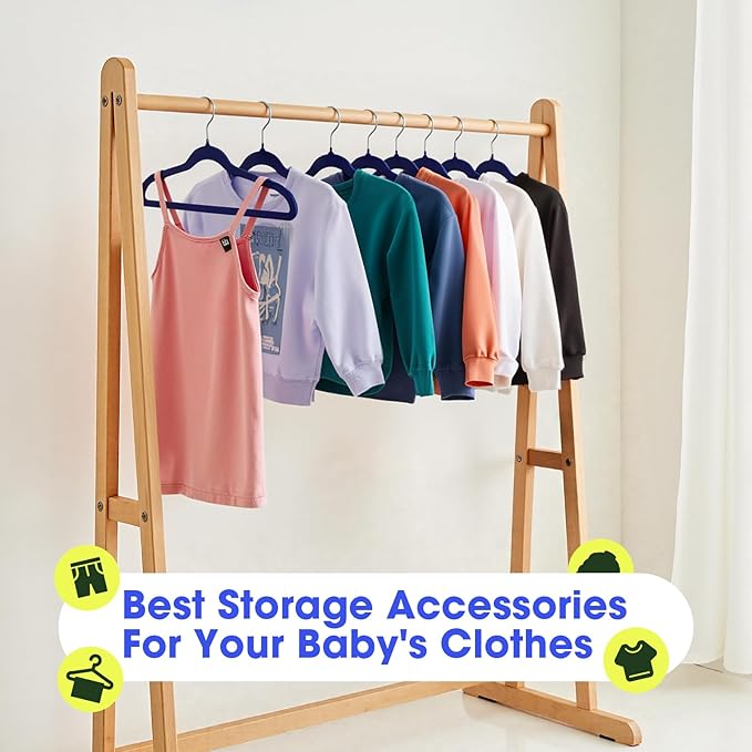 Kids Hangers 50 Pack,14 Inch Kids Velvet Hangers Slim & Space-Saving,Baby Clothes Hangers with 360 Swivel Hook,Heavy Duty Hanger for Infant & Childrens Coats, Pants,and Dress (Dark Blue)