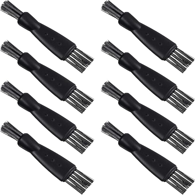 Patelai 8 Pieces Electric Shaver Cleaning Brush Small Clipper Brushes for Cleaning Razor Shaver Cleaner Black Double Sided Nylon Bristles Electric Trimmer Set Keyboard