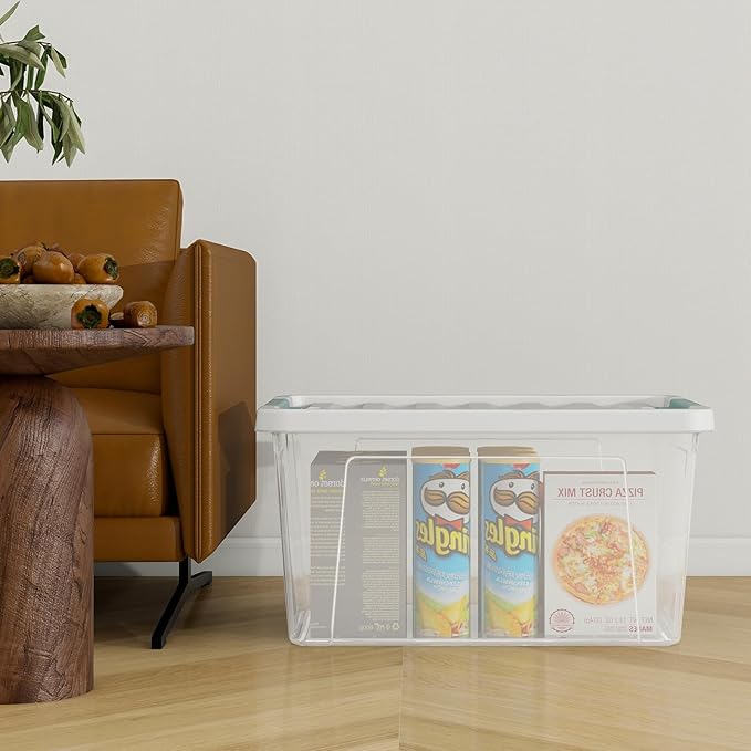 Loiycg 35 Quart Clear Lidded Storage Bins, Plastic Latching Organizer Boxes, 6 Pack
