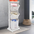 Laundry Basket, 3 Tier Sorter Clothes Storage Hampe Organizer Shelf Rolling Cart With 4 Wheels 55.12lbs Load White For Kitchens, Bathrooms, Bedrooms, Dormitories, Classrooms, Laundry Rooms