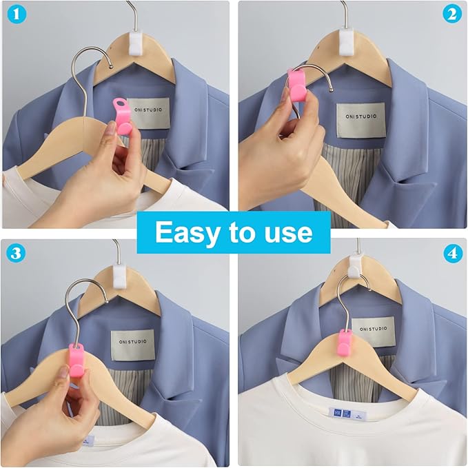 100 PCS Hanger Connector Hooks, Hangers Space Saving, Hanger Clips for Plastic Hangers(5 Color)