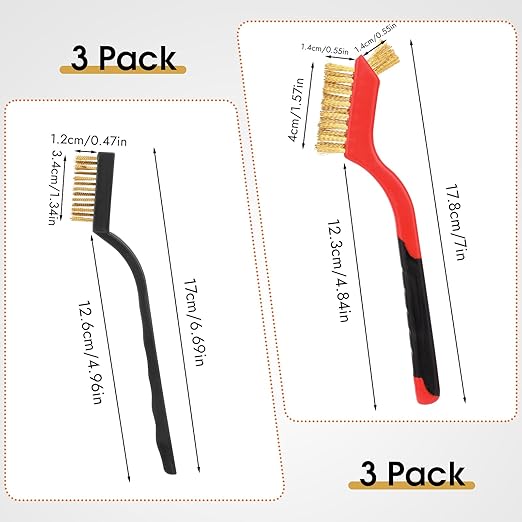 6 Pieces Wire Brushes Set, Small Metal Brass/Stainless Steel/Nylon Brushes for Cleaning Metal Rust Remover and Paint Removal