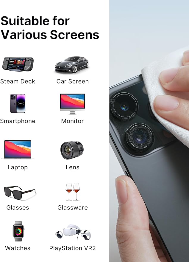 JSAUX Microfiber Cleaning Cloth (100 Total) for Switch 2| Eye Glass Disposable Clean Cloth| Safe for Lens, Eyeglasses, Glasses, Screens, Camera, iPad, iPhone, Phone, Steam Deck, LCD TV Screen and More